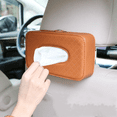 thumbnail image 1 of Kleenex de asiento trasero de piel sintética, dispensador de toallitas para visera de coche, soporte para pañuelos de coche (marrón), caja de cajón interior para asiento trasero, clip para coche, 1 of 1