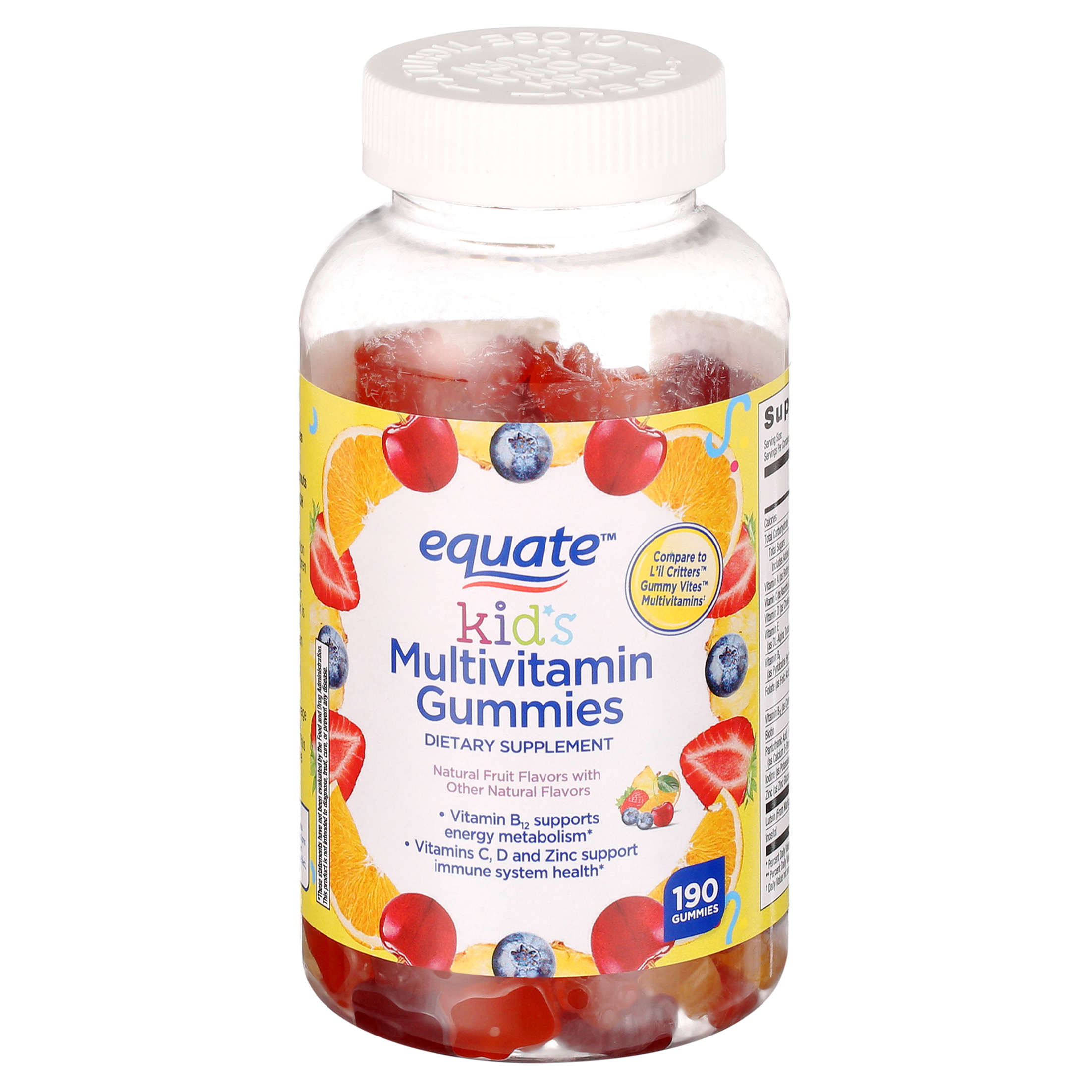 Equate Kids Multivitamin Gummies for General Health, Natural Fruit, 190 Count - image 4 of 6