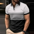 thumbnail image 2 of Men's Casual Polo Shirts Short Sleeve Fashion Golf Shirt Classic Striped Slim Fit T-Shirts White XXXL, 2 of 3