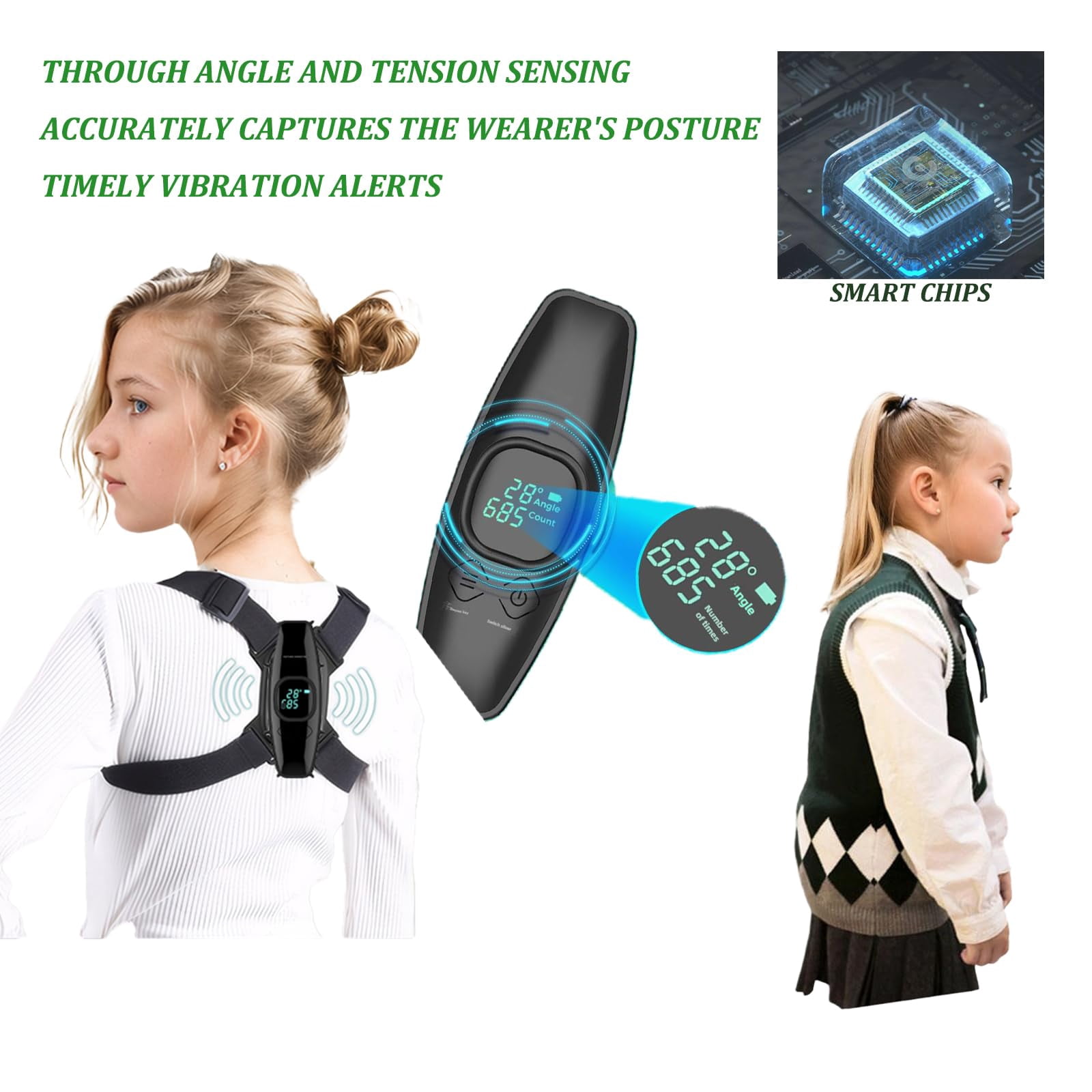 Upgraded Smart Posture Corrector Adjustable Posture Correction Angle with Vibration Posture Reminder Correct Hunchback Posture Correction Back Posture Monitor Hunchback Smart Corrector
