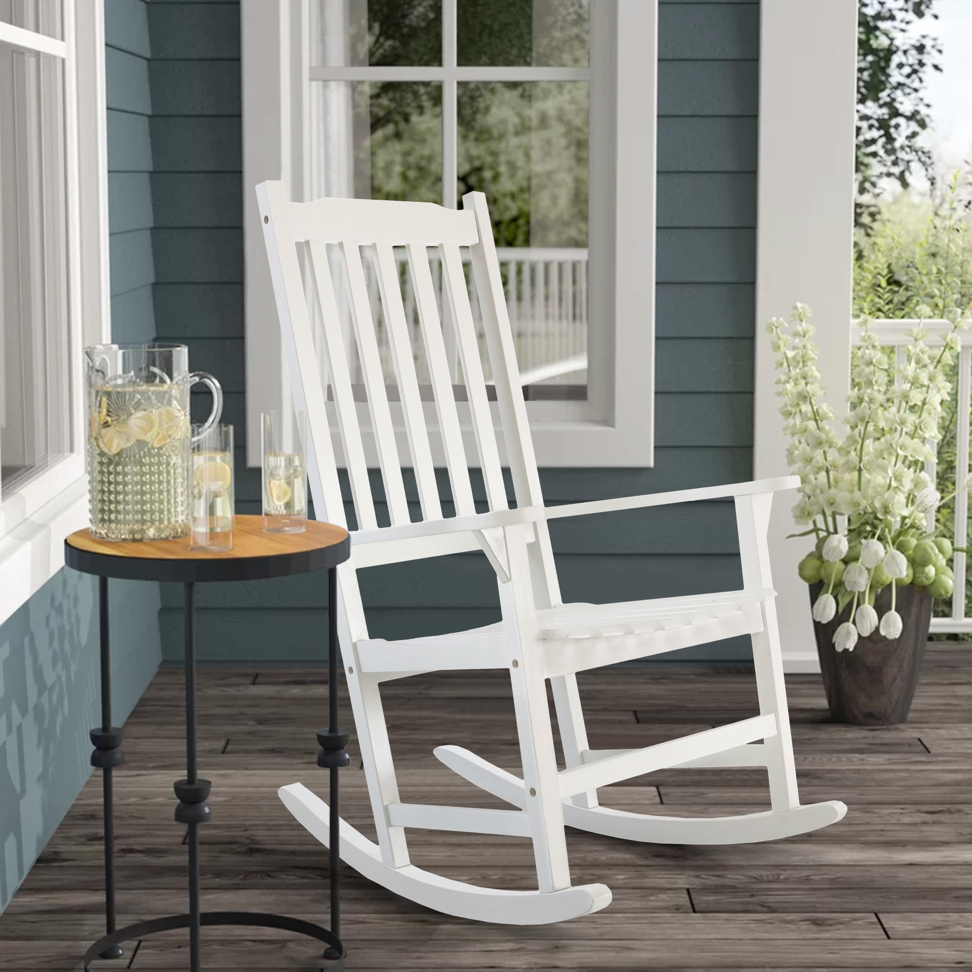 Wooden Rocking Chair, White Rocking Chair Patio Furniture, Outdoor Furniture Yacht Club Rocker 