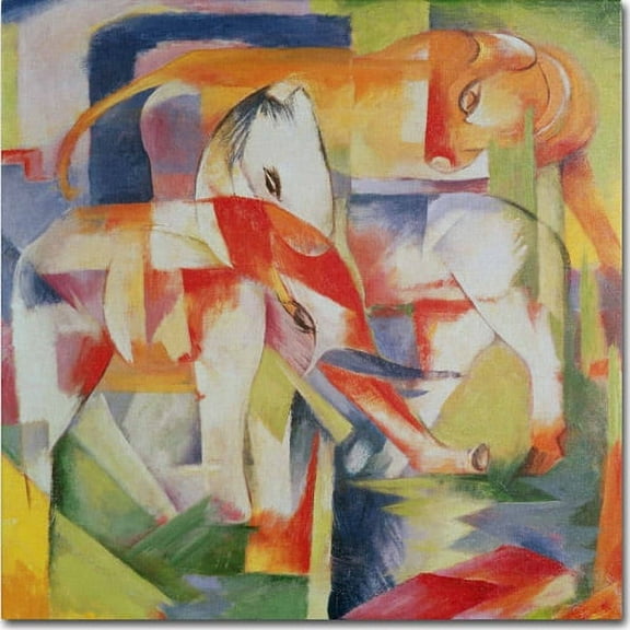 Trademark Fine Art "Elephant, Horse and Cow, 1914" Canvas Art by Franz Marc