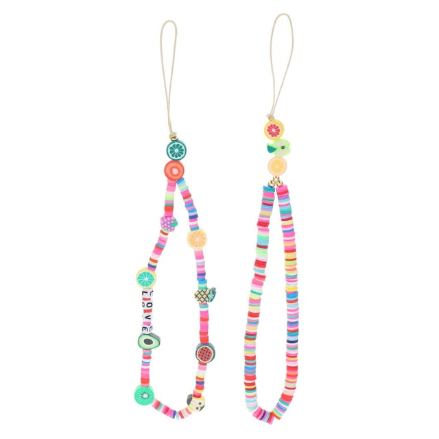 2 Pcs Dragonne de Cellulaire Perles de Fruits Sangle de Poignet Anti-Perte
