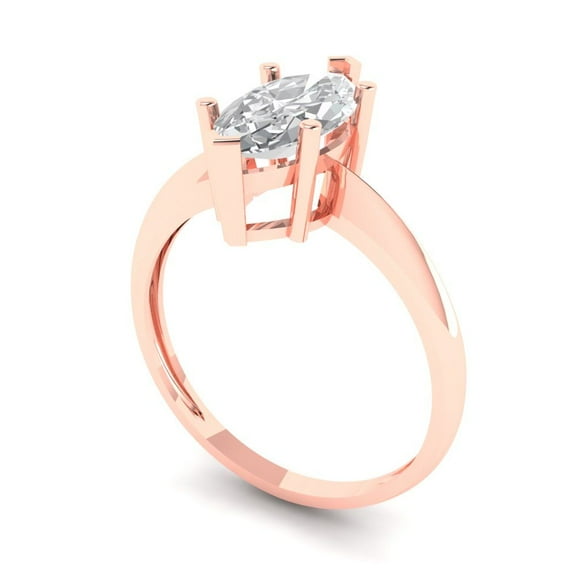 1.5 ct Marquise Cut White Sapphire Solitaire Engagement Ring for Women in 18K Rose Gold