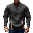 thumbnail image 4 of Migroa Mens Fleece Lined Sporty Top, Half Zip Sweatshirt Outdoor Running Casual Long Sleeve Pullover, Outdoor Running, Fall Activities, Winter Wear, Casual Wear, Gym, Training, Streetwear, Travel,, 4 of 4