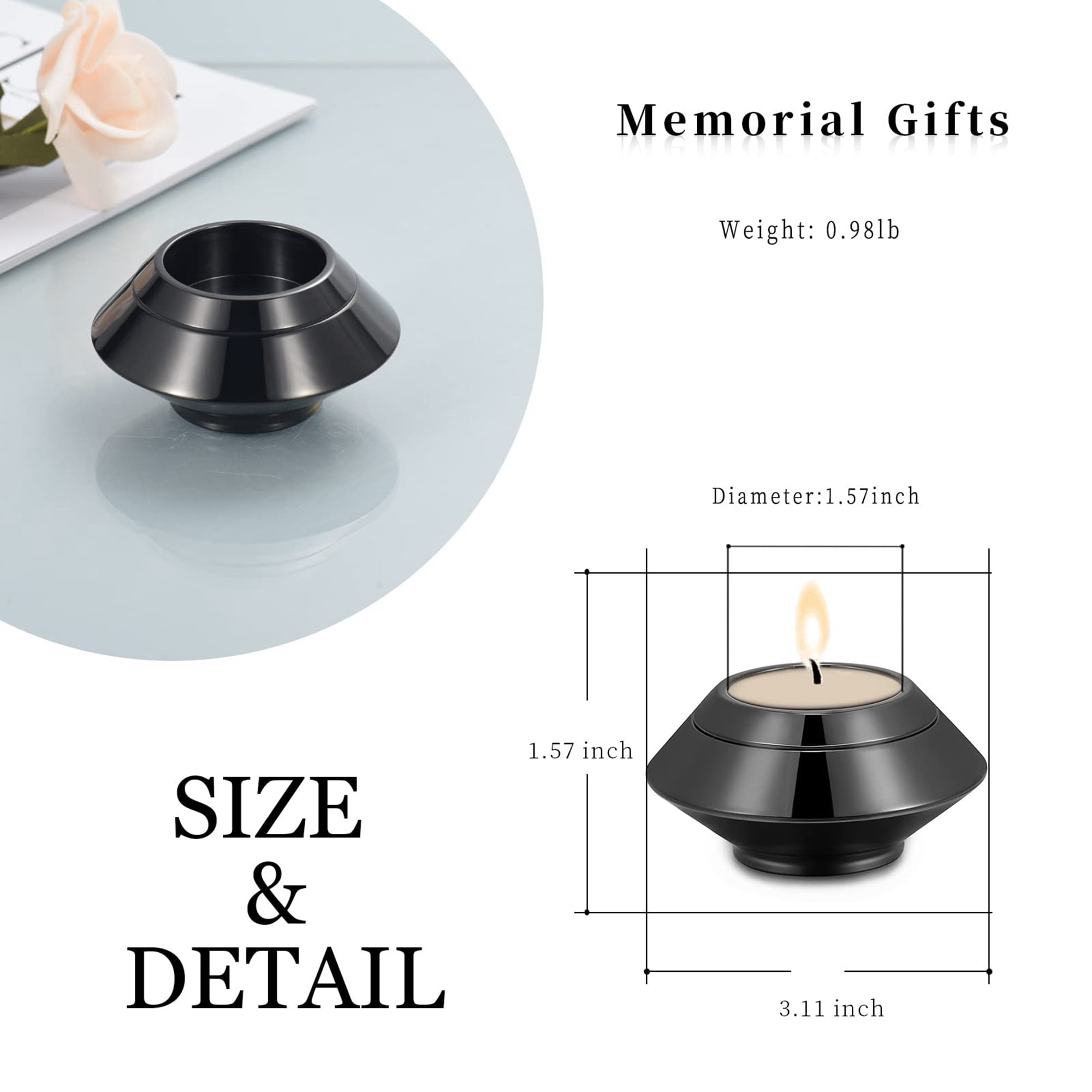 Cremation Urns for Ashes Stainless Steel Candle Ash Holder Keepsake Urn for Ashes Mini Funeral Urns for Human Ashes/Pet Ashes