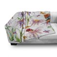 thumbnail image 3 of Shabby Flora Soft Flannel Fleece Throw Blanket, Watercolor Hand Painting Image of Flowers Buds Leaves Butterfly Ladybug Art, Cozy Plush for Indoor and Outdoor Use, 70" x 90", Multicolor, by Ambesonne, 3 of 6