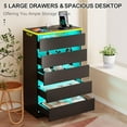 thumbnail image 3 of Meteorleg Black Dresser with LED Lights, Vertical Chest of 5 Drawers Handleless Wood Storage Cabinet for Bedroom, Hallway, Entryway, 3 of 8