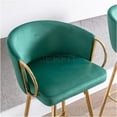 thumbnail image 6 of JERFIT Modern Velvet Bar Stools Set of 2 with Chrome Metal Base and Footrest for Kitchen Island, Green, 6 of 10