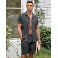 thumbnail image 2 of COOFANDY Men's 2 Pieces Short Set Short Sleeve Button Down Shirts Casual Beach Outfits, 2 of 6