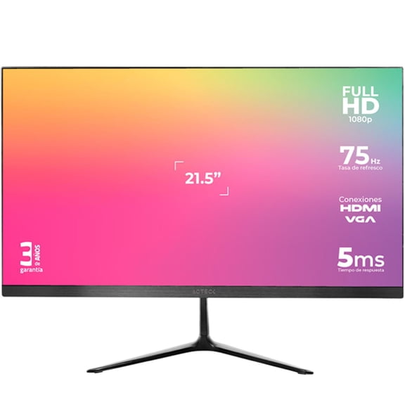 Monitor Gamer Acteck CAPTIVE VIVID 21.5 5ms 75Hz Full HD VA LED VGA HDMI AC-933858 Negro