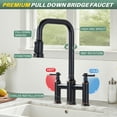 thumbnail image 2 of Wowow Bridge Kitchen Faucet: 3 Holes Kitchen Faucet with Pull Down Sprayer - Two Handles 8 Inch Centerset Kitchen Sink Faucet, 360° Swivel Spout, 2 of 8