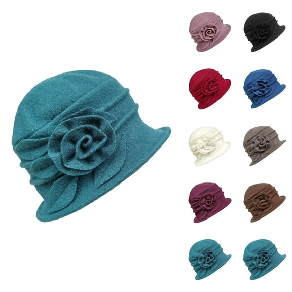 Kids Fishing Bucket Hat - UPF 50 Sun Protection Adjustable Outdoor Vintage Floral Wool Cloche Hat For Women 1920s Winter Accessory Elegant Winter Headwear