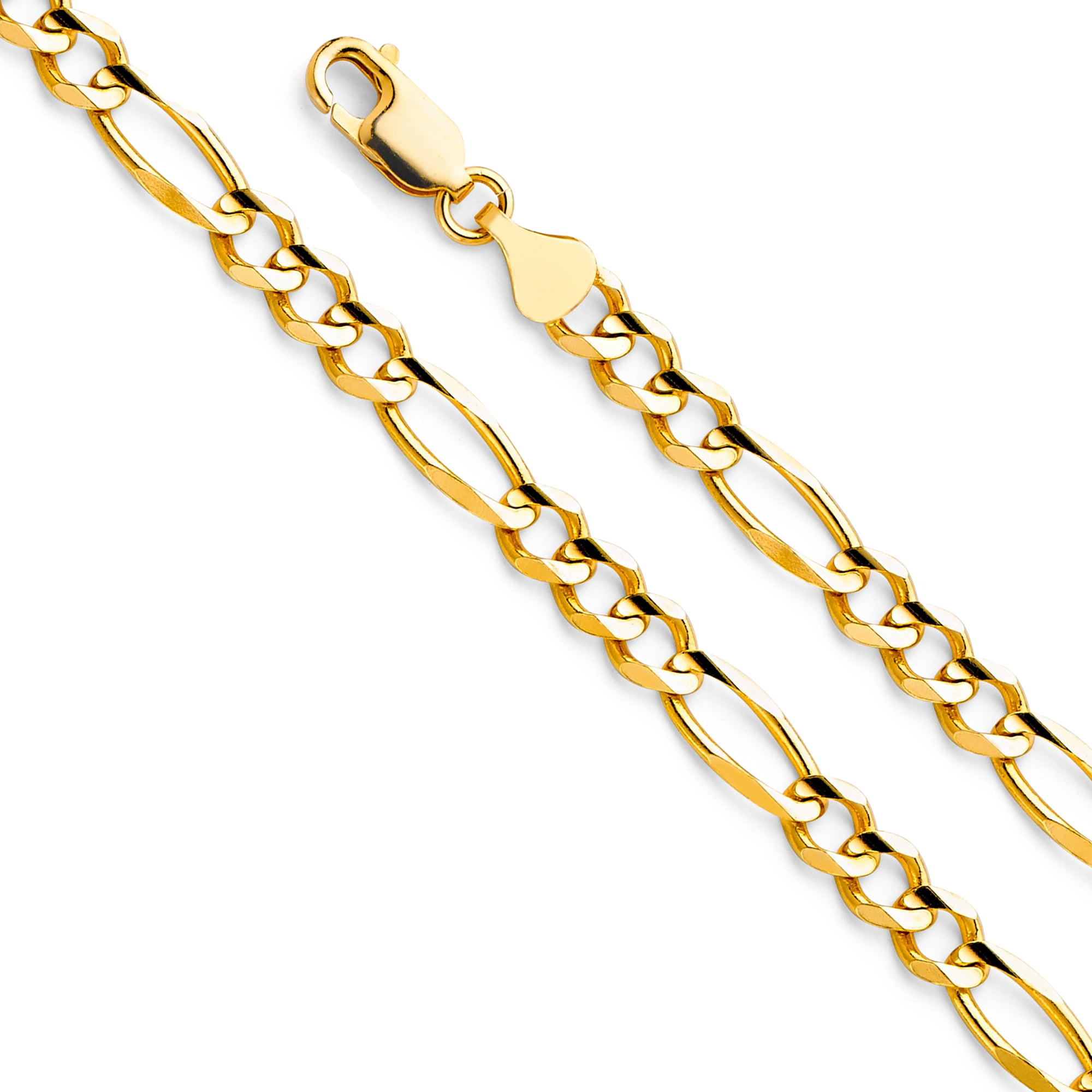 Jewels By Lux 14K Yellow Gold Figaro Concave Chain Necklace With Lobster Claw Clasp