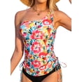 thumbnail image 1 of Charmo Womens One Shoulder Tankini Tops Side Tie Ruched Swimsuit Tops Only(No Bottoms), 1 of 8