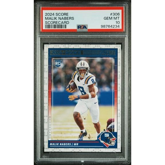 Graded 2024 Panini Score Malik Nabers #306 Scorecard Rookie RC Football Card PSA 10 Gem Mint