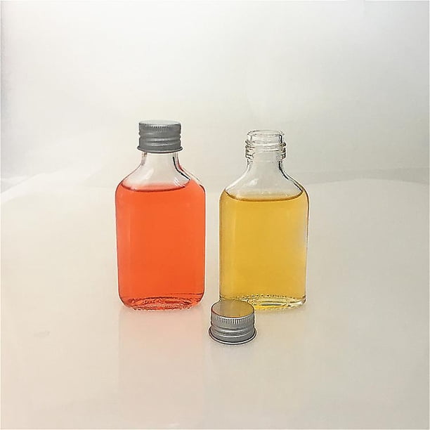 Frasco de vidrio Botellas de licor con tapas plateadas y embudo - Botellas de regalo en miniatura con tapa de rosca vacía para bodas y fiestas - Alcohol, Schnapps, Whisky, Sh LingWen 8390615235228