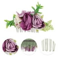 thumbnail image 3 of Unique Bargains 1 Pc Women's Convenient Simulated Flowers Side Comb for Parties Purple Polyester Fabric Iron, 3 of 4