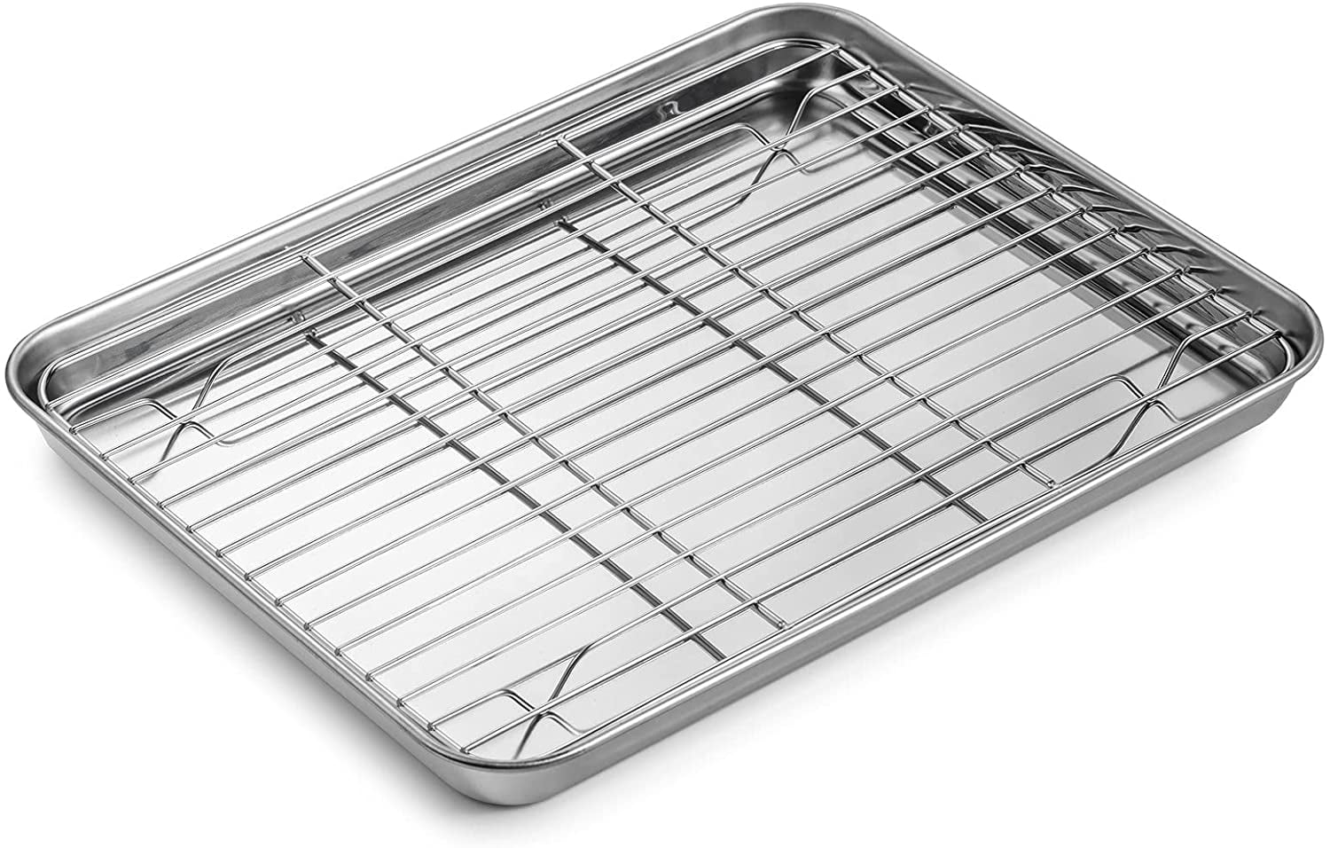 Baking Sheet Stainless Steel Baking Tray Cookie Sheet Oven Pan Rectangle Size 12 1/2 x 9 3/4 x 1, Non Toxic & Healthy, Rust Free & Less Stick, Thick & Sturdy, Easy Clean & Dishwasher Safe WEZVIX