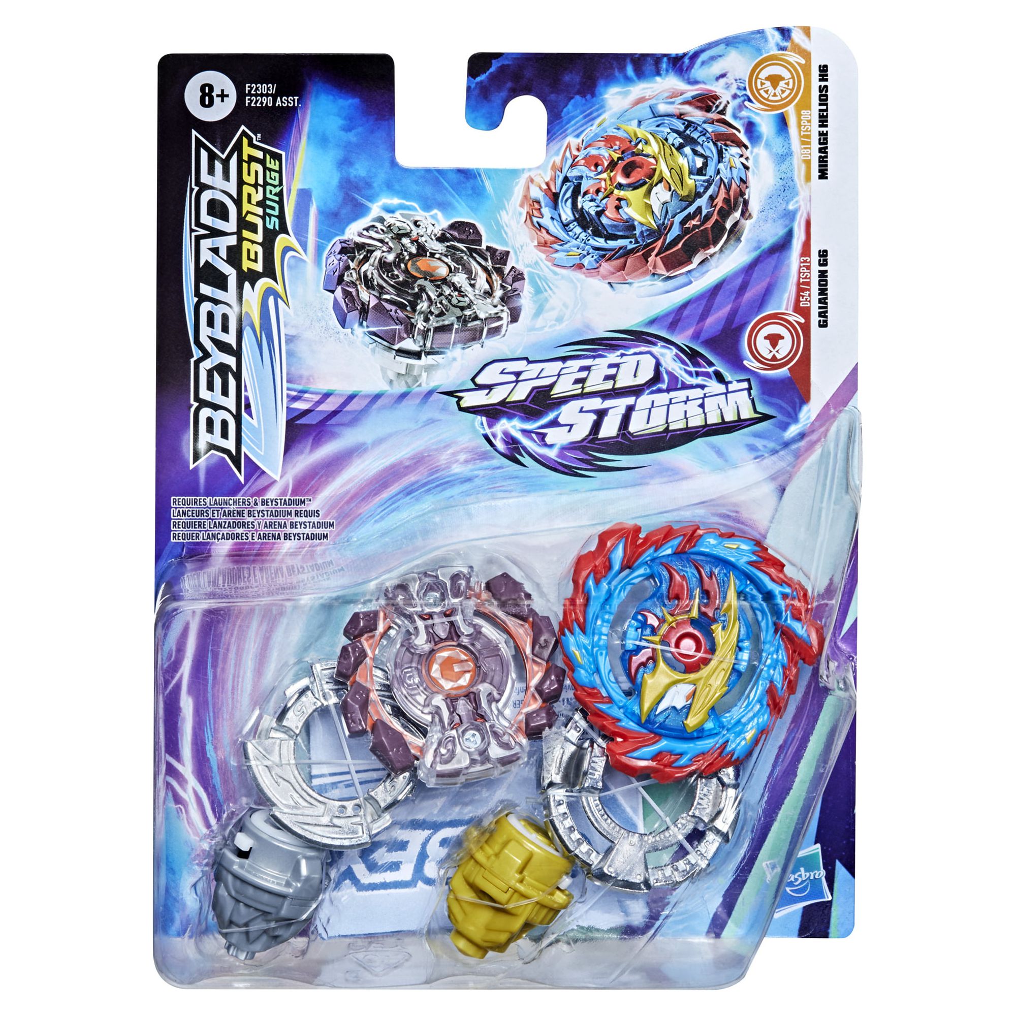 Beyblade Burst Surge Speedstorm Mirage Helios H6 and Gaianon G6