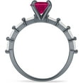thumbnail image 6 of Petite Round Solitaire Ring Baguette Ruby Cubic Zirconia Black Tone 925 Sterling Silver, Size 5, 6 of 7