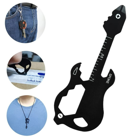 Lunanne Buleens Guitar Keychain Multitool Cool Guitar Shaped Pocket Multi Tool Beer Opener Key Chain For Men Father Grandpa Music Lover