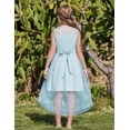 thumbnail image 5 of Oudiya Girls Formal Party Dresses Wedding Tulle Sleeveless Contrast Mesh High Low Flower Dress with Belt, 5 of 7