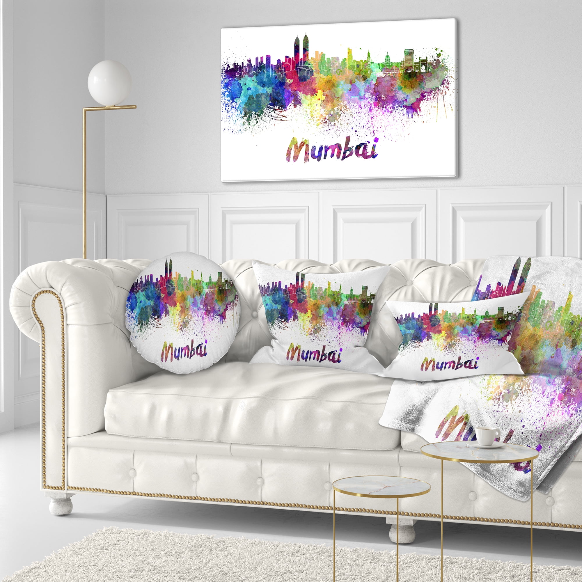 Designart Mumbai Skyline - Cityscape Throw Pillow - 12x20