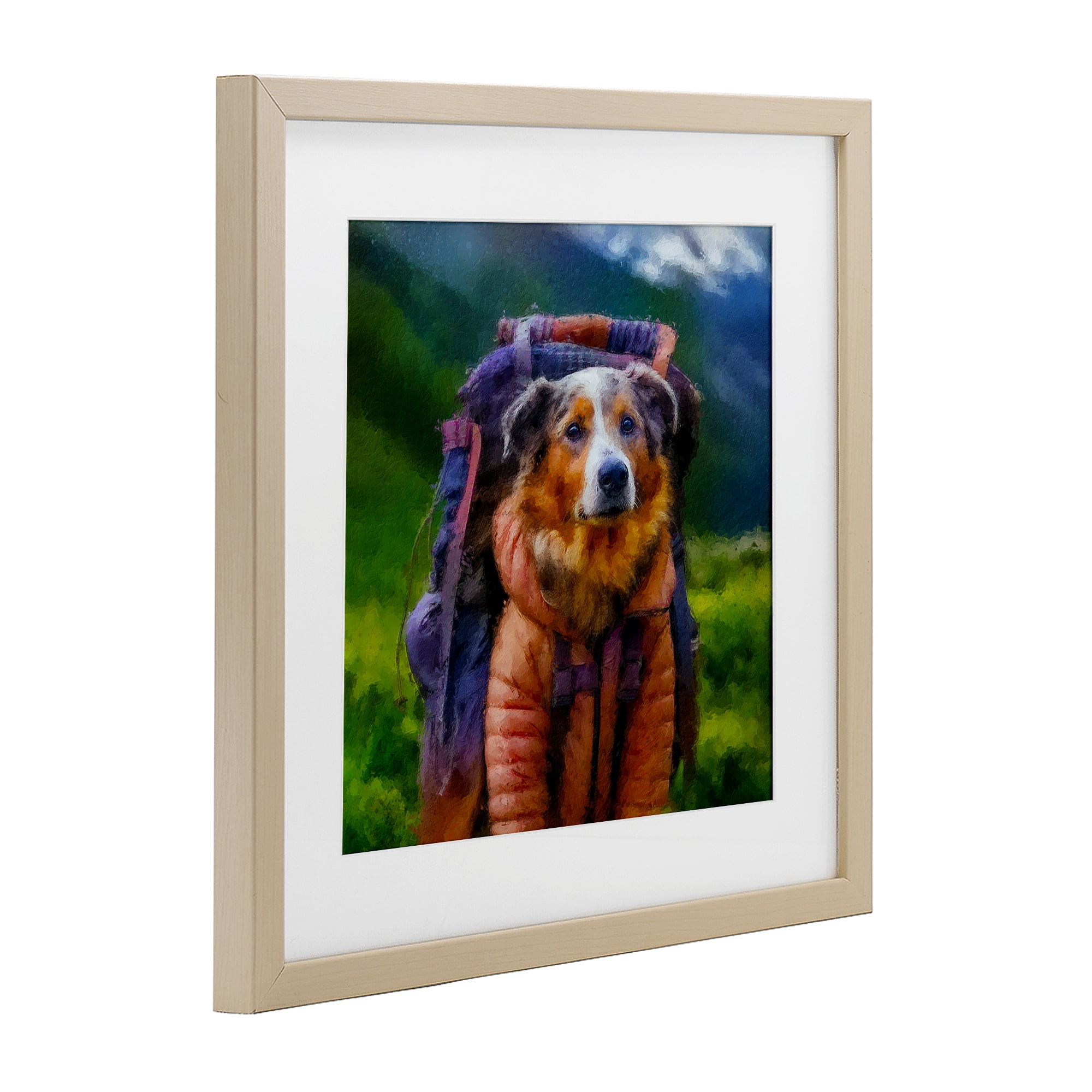 Stupell Industries Backpacking Hiker Dog Birch Framed Print Under Glass, design by Sean Parnell