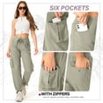 thumbnail image 3 of FEN AI Women Drawstring Cargo Pants UPF 50+ Outdoor Sport Camping Hiking Casual Pant Multi-Pocket Baggy Trousers Light Green, 3 of 11