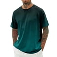 thumbnail image 2 of Gyexs Mens Short Sleeve T Shirts Soft Breathable Swim Shirt Casual Summer Beach Gradient Graphic Tee Tops Sportswear #03 Dark Green, Size M, 2 of 4