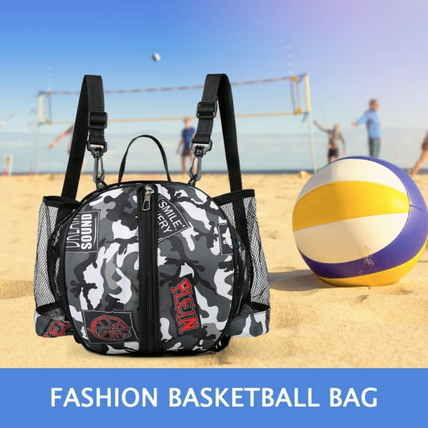 Peggybuy Mesh Basketball Bag with Zipper Round Shaped Basketball
