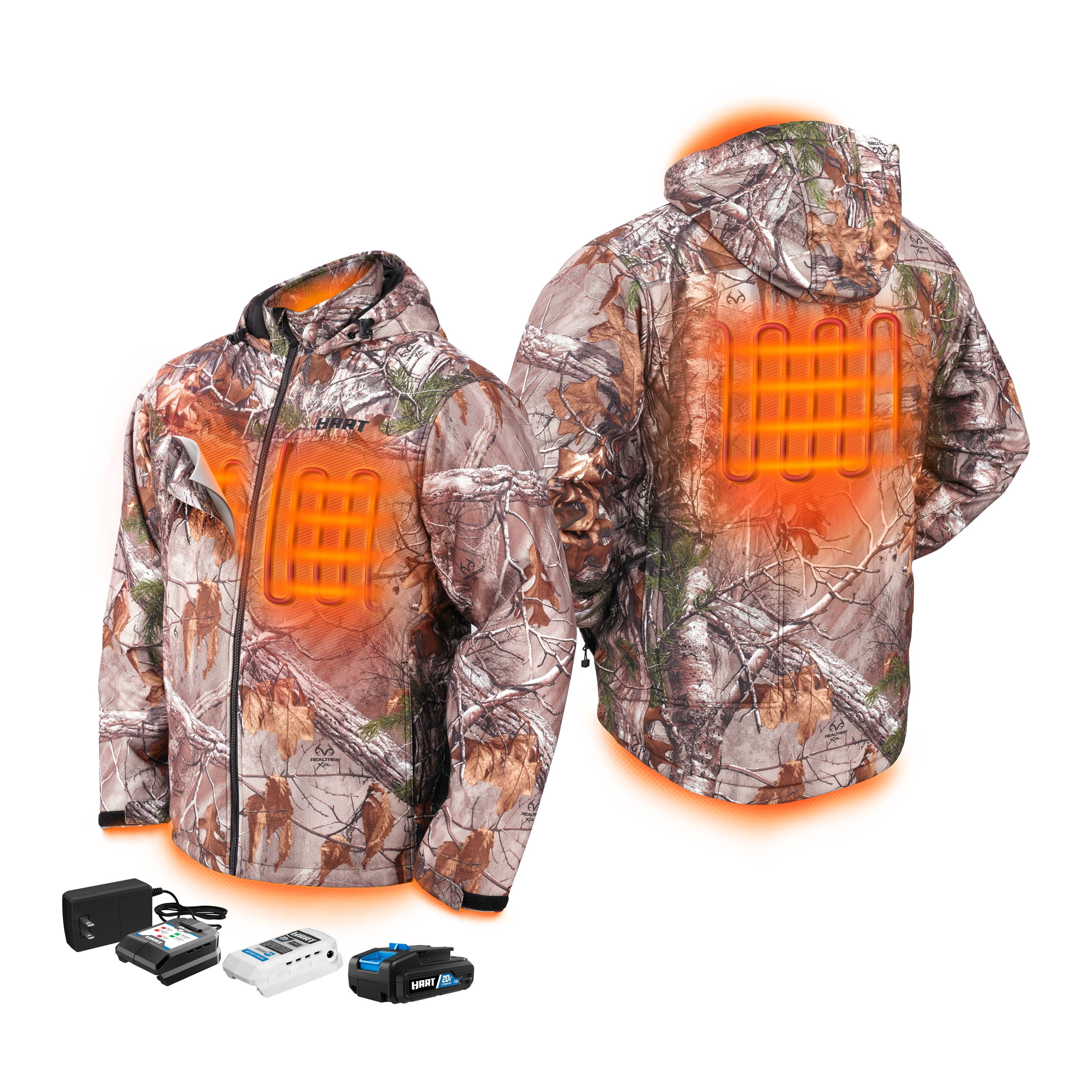 HART 20-Volt Men's Heated Medium-Duty Jacket Kit, Realtree Xtra Camouflage, Medium