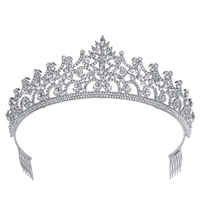 Bride Tiara Dainty Rhinestone: Princess Tiara Wedding Party Crown with Hair Comb