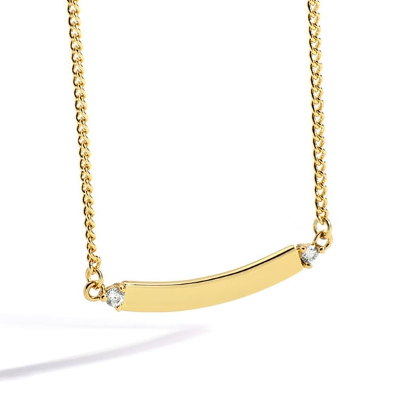 18K Gold Plated Curved Bar Necklace for Women Simple Dainty Design with 3A CZ Choker Necklace Gold Jewelry Gift