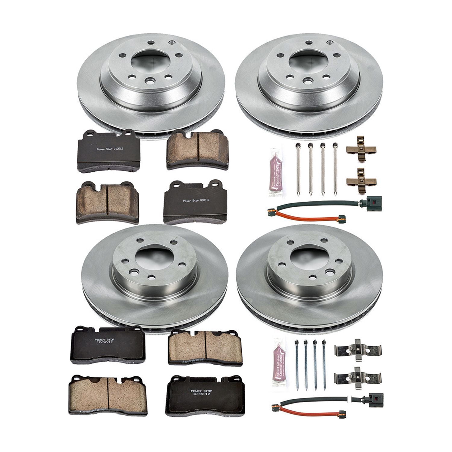 Power Stop Front and Rear Stock Replacement Brake Pad and Rotor Kit KOE4108 Fits 2006 Volkswagen Touareg