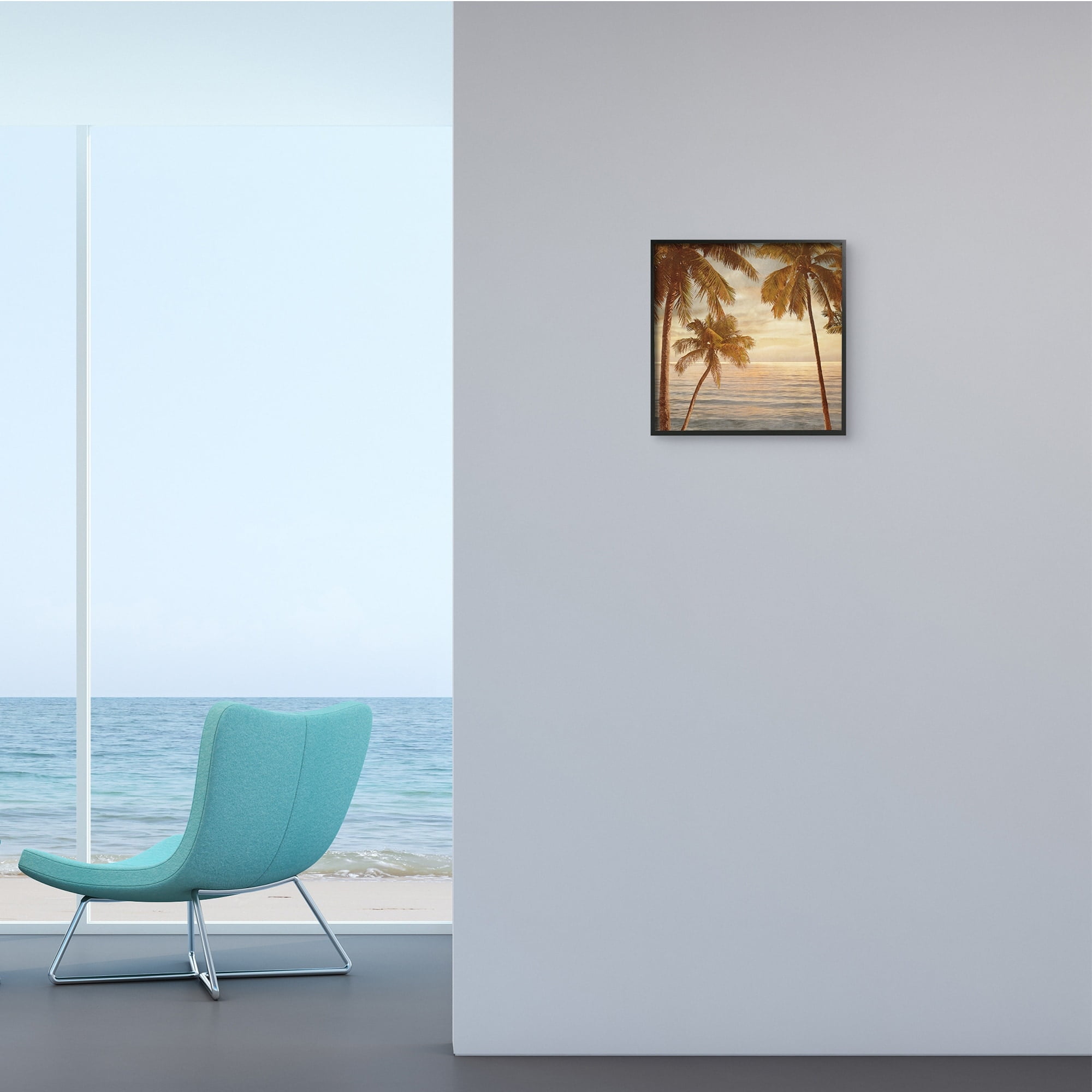 Stupell Industries Palm Trees by Ocean Nautical Sunset Sky,12 x 12,Designed by John Seba