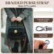 thumbnail image 3 of Uxcell 2 Pcs Correa trenzada para bolso, 55cm 21.7 pulgadas Correa de bolso de cuero PU para reemplazo de mango de bolso con hebilla negra para hacer bricolaje, bolso de mano, bolso de axila, Beige, 3 of 7