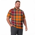 thumbnail image 6 of Domzest Men's Big and Tall Polo Shirts Short Sleeve Moisture Wicking Plus Size T Shirts Quick Dry Collared Plaid Golf Shirt Brown 3XL, 6 of 6