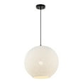 thumbnail image 3 of JONATHAN Y Lacey 19.5" 1-Light Bohemian Minimalist Iron/Rope Woven Globe LED Pendant, White/Black, 3 of 11