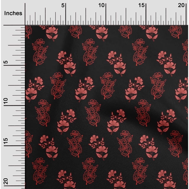 oneOone Polyester Lycra Black Fabric Floral Block Fabric For Sewing Printed Craft Fabric By The Yard 56 Inch Wide