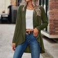 thumbnail image 2 of DHFJKG Cardigan Sweaters For Women Knitted Solid Color Long Sleeve Loose Fit Open Front High-Low Jackets Lightweight Soft Outerwear, 2 of 9