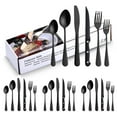 thumbnail image 2 of Jinsinto Matte Black Silverware Set, 24 Pieces Stainless Steel Flatware set with Steak Knives for 4, Tableware Cutlery Set, Utensils for Kitchen, 2 of 5