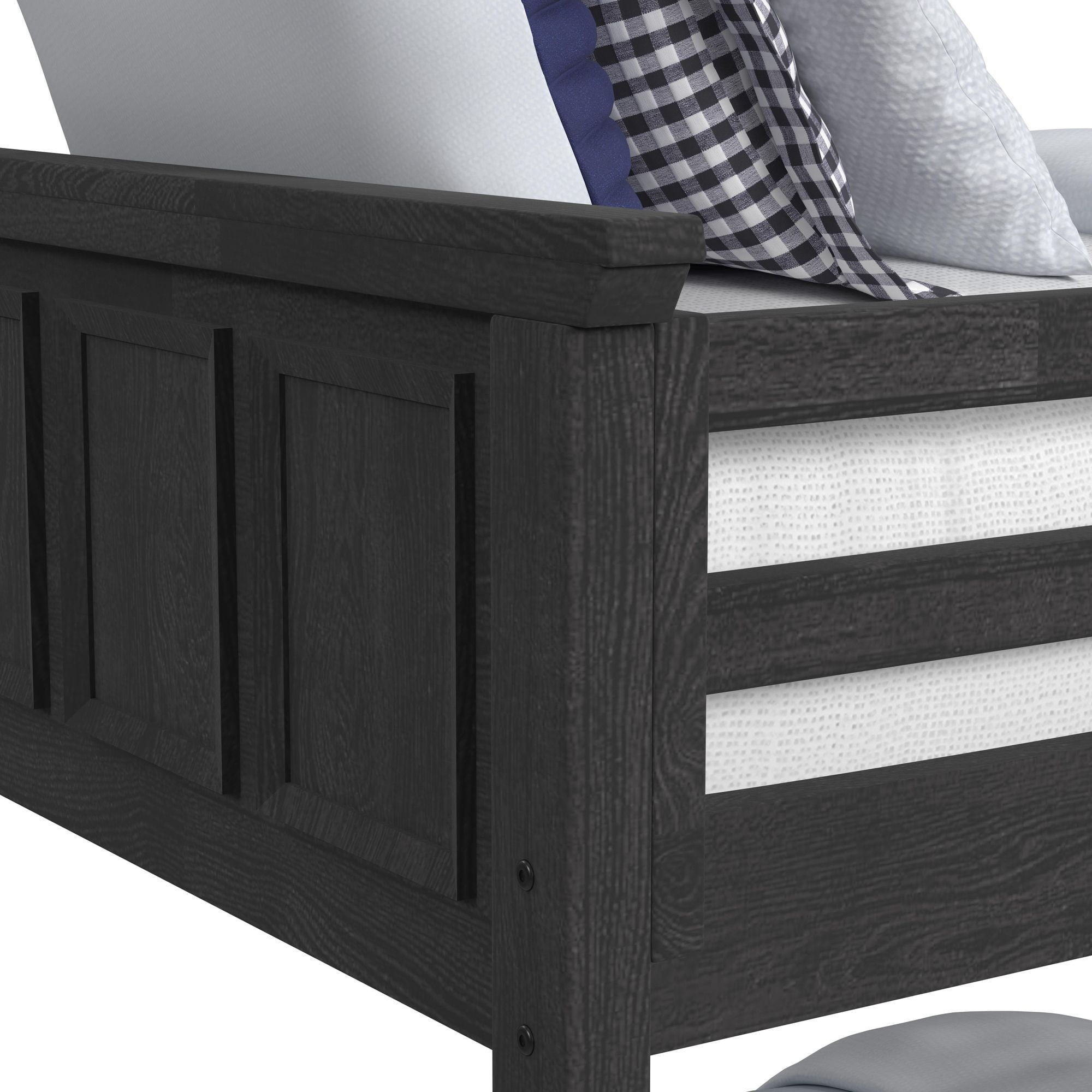 Brooklyn Kids Twin Over Full Bunk with Staircase and Trundle in Charcoal