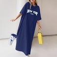 thumbnail image 2 of Women's Summer Casual Flowy T-Shirt Dress with Floral Print Loose Fit Comfortable Long Dress for Everyday Wear Womens Casual Trendy Midi Dresses, 2 of 4
