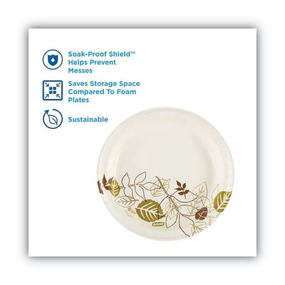 Pathways Soak-Proof Shield Mediumweight Paper Plates, Wisesize, 8.5" Dia, Green/burgundy, 125/pack