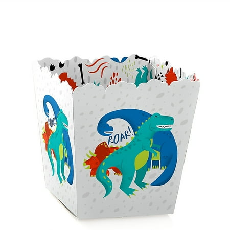 Roar Dinosaur - Party Mini Favor Boxes - Dino Mite T-Rex Baby Shower or Birthday Party Treat Candy Boxes - Set of 12