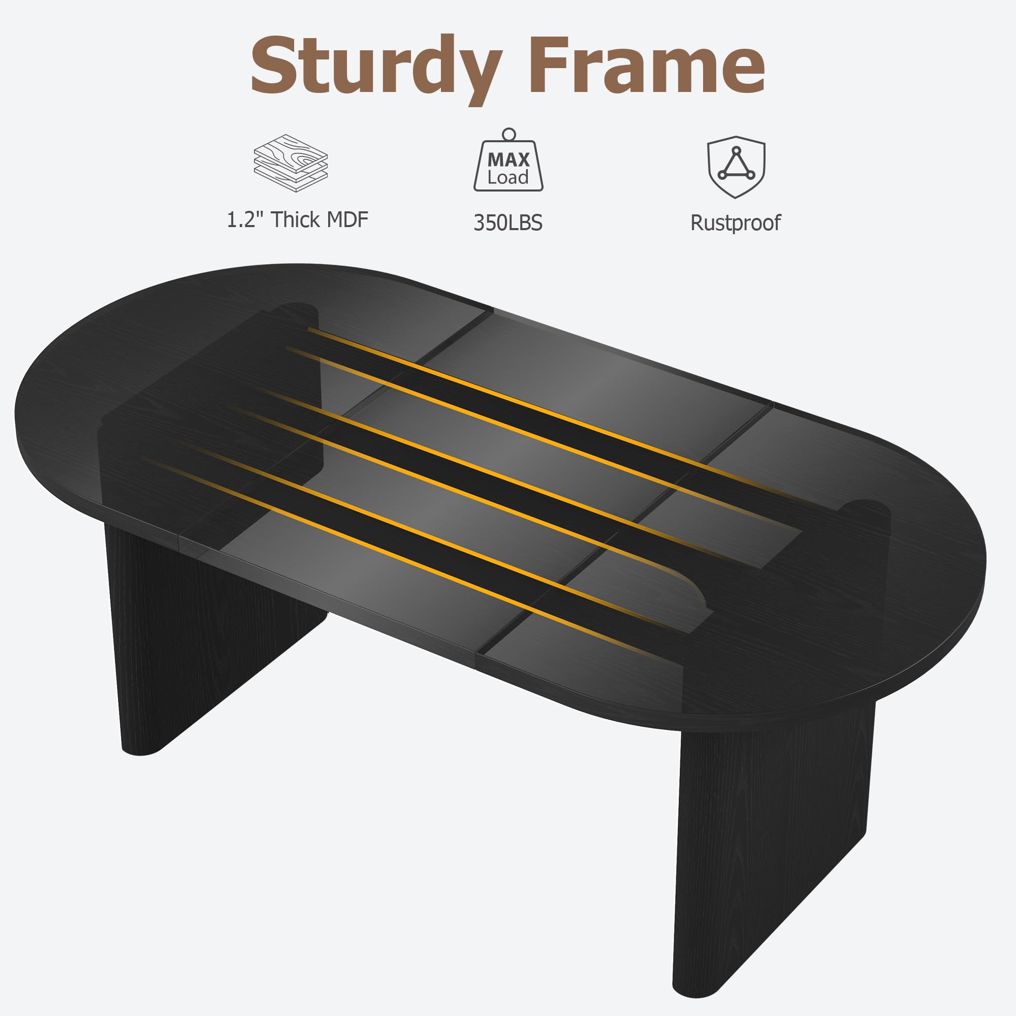 Oval Dining Table for 6-8 People, Long Large Kitchen Table with Thick Sturdy Wooden Base, Farmhouse Dining Room Table for for Kitchen, Living Room, Office