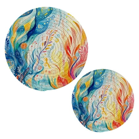 

Cotton Rope Pot Holder Set of 2 Kitchen Trivets Sea Plants and Coral Potholdersfor Hot Pans & Dishes
