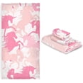 thumbnail image 6 of Dreamtimes Bath Towel Sets for Bathroom Hand Towels Fingertip Towels Unicorn Pink 3 Piece Decorative Soft Cotton Absorbent, 6 of 6